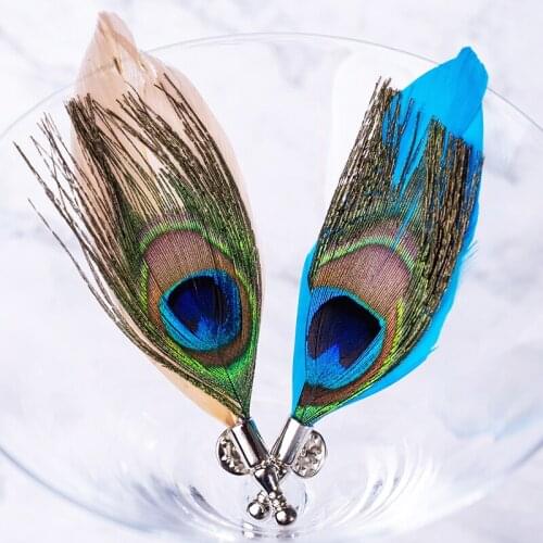 Trendy Peacock Feather Brooch High Quality Handmade Romantic Lapel Pin Mens Women Suit Dress Scarf Buckle Wedding Gift