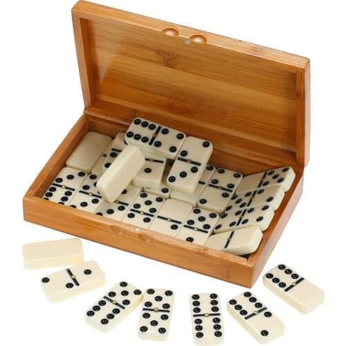 Dominoes Game Double Six Dominoes Set Entertainment Recreational Travel Game Toy Black Dots Dominoes Game