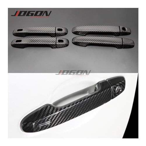 Real Carbon Fiber Exterior Door Handle Cover Trim With Induction For Toyota Alphard AH30 2016 - 2019