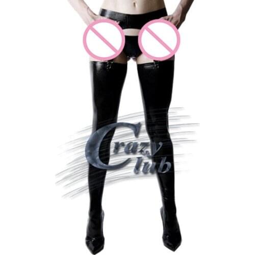 Crazy club_New arrival Black latex leggings stockings latex tinted pantyhose stocking panty and stocking plush Fast Delivery