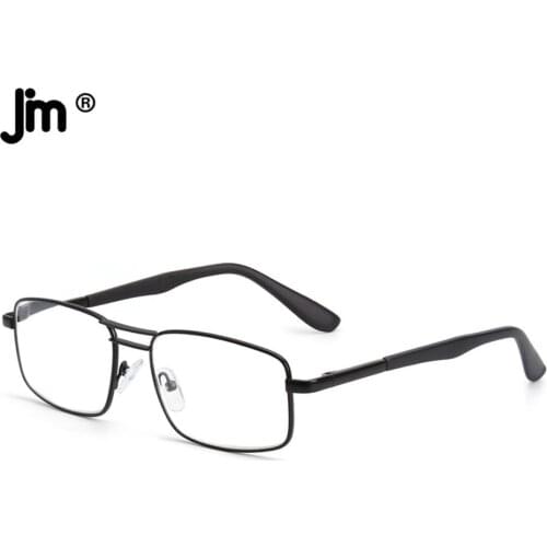 JM Spring Hinge Square Reading Glasses Men Women Vintage Double Bridge Magnifier Presbyopic Diopter Glasses