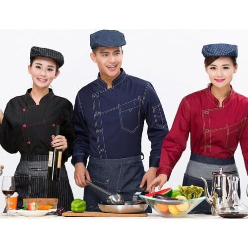 Adult Kitchen Chef Wear Long Sleeved Hotel Uniform Hotel Restaurant Kitchen Chef Clothing Service Chef Jacket Plus Size B-5568