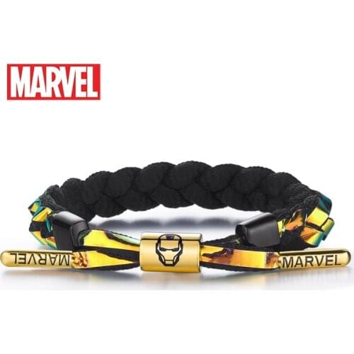 Marvel Disney Official Women Charm Bracelets Captian Americal Spider Iron Men Trend Copper Cotton Rope Holographic Reflection