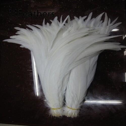 Wholesale 100pcs/lot Pure White Rooster Coque Tail Feather For Craft making wedding carnival chirstmas Decoration Chicken plumes