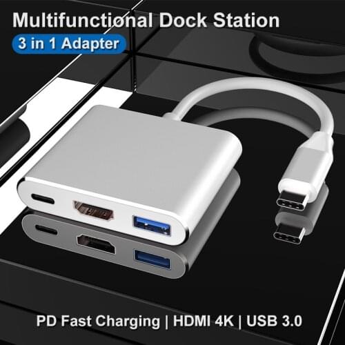 Wholesale HDMI-compatible USB-C To HDMI 3 in 1 Cable Converter 4K Adapter Cable for Macbook Pro Samsung