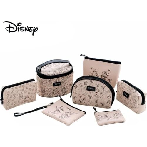 Genuine Disney Classic Retro Series Female Bag Mickey Fashion Creativity PU Storage Bag Travel Cosmetic Bag Wallet Pencil Case