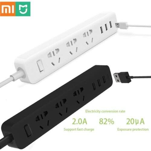 Original Xiaomi power strip With 3 USB Extension Socket Plug Multifunctional Fast Charging Power Strip 10A 250V 2500W