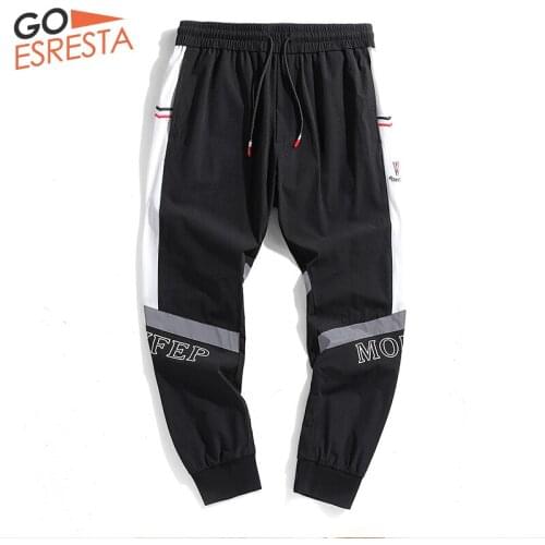 GOESRESTA Summer Casual Men Sweatpants Loose Harem Streetwear Joggers Reflective Men Clothing Hip-hop Drawstring Trousers Men