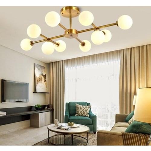 Nordic Magic Bean Light Living Room Ceiling Lamp Simple Modern Glass Round Ball Molecule LED Chandelier Lighting Hanging Lamp