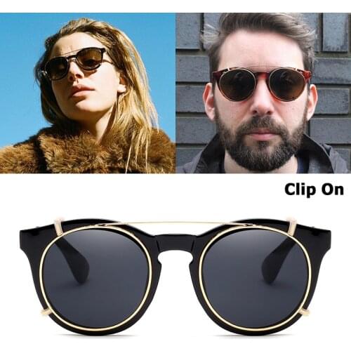 JackJad 2020 New Fashion Clip On SteamPunk Style Round Sunglasses Lens Removable Brand Design Vintage Sun Glasses Oculos De Sol