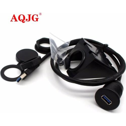 Waterproof 1 Meter USB 3.0 Dash Flush Mount Extension Cable Male to Female Dashboard Panel for Car Boat Motorcycle