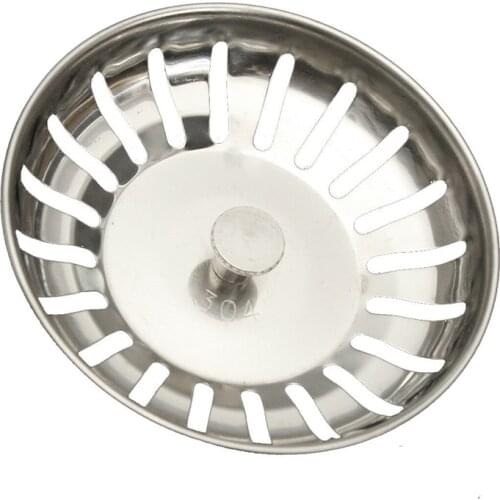 High Quality Thickened 304 Stainless Steel Sink Strainer Plug Drain Filter Basket Drainer Kitchen Sink Strainer Stopper Waste