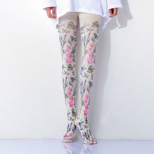 Floral Print Women Pantyhose Free Shipping