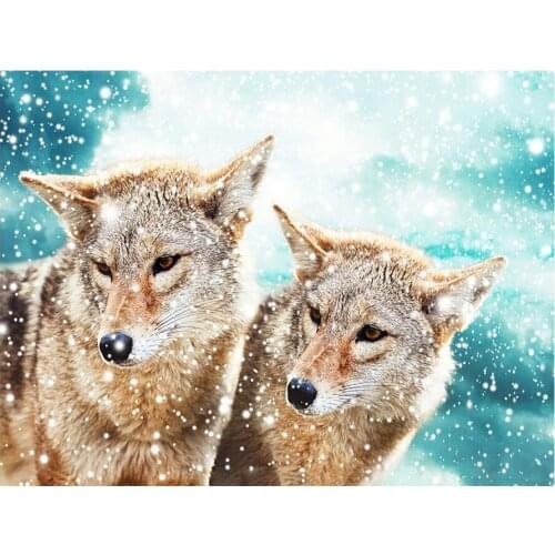 Winter Snow Double Wolves Animal Diamond Painting Round Full Drill Nouveaute DIY Needlework Mosaic Embroidery 5D Cross Stitch