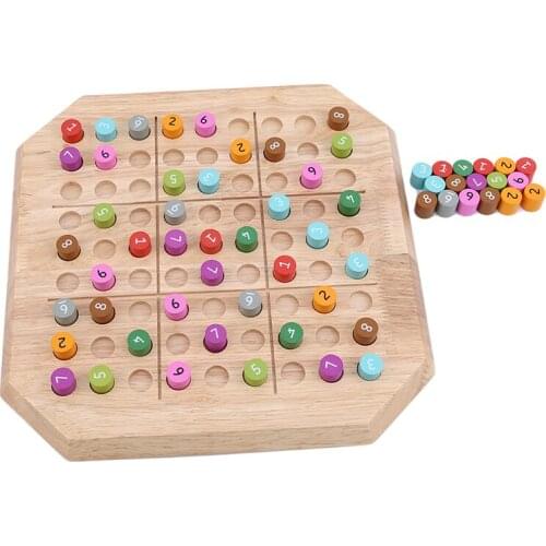 1Set Wooden Sudoku Game Chess High Quality Interesting Rubber Wooden Childrens Educational Toys Adult Intelligence Game