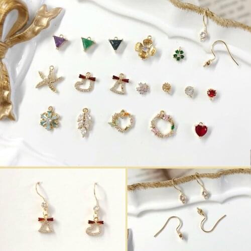 1pieces/lot Copper-plated true gold micro-inserted zircon fine color retention pendant DIY bracelet earrings jewelry accessories