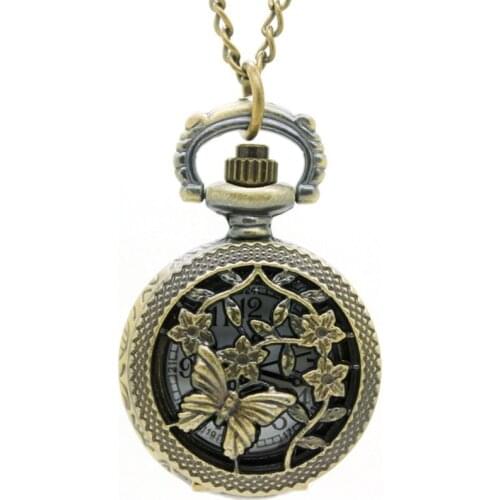 10pcs/lot )Victorian vintage Spring Butterfly Wisteria Flower Pocket Watch Necklace chain pendant wholesales party gift S008
