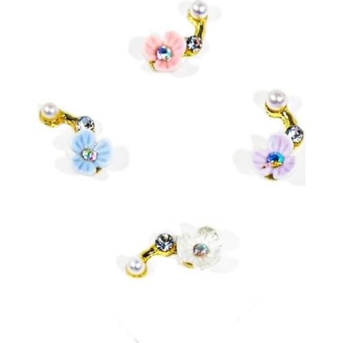 3D Flowers Water Drill Gem Pearl Design Nail Art Decorations Glamour Alloy DIY Nails Accessories Nail Art Rhinestone Decoration