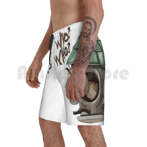 Archimedes Who Who What What ? Beach Shorts Men Beach Pants Swim Trunks Sword In Stone Archimedes Cartoon Owl Hoot