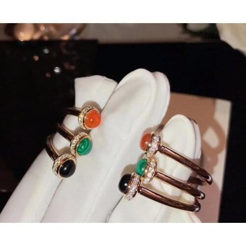 925 Sterling Silver fashion colorful gem stone Rotate Ball Bangle Personality Ball Bead bangle female Cuff Rose Gold bracelet
