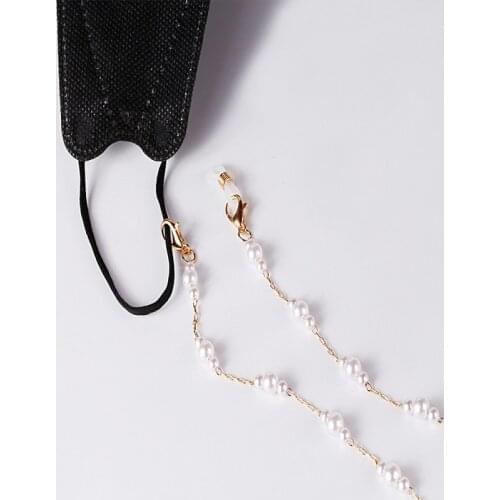 1pcs Mask Lanyard Mask Hanging Rope Fashion Pearl Eyeglasses Chain Pearl Jewelry Love Beaded Necklace Temperament Mask Chain