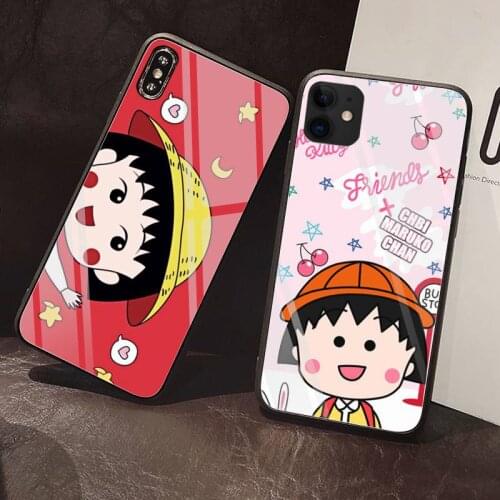 Chibi Maruko chan Cartoon Phone Case Tempered Glass For iPhone 12 Pro Max Mini 11 Pro XR XS MAX 8 X 7 6S 6 Plus SE 2020 case