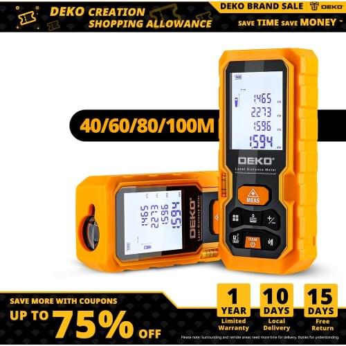 DEKO DKLD05 Handheld Laser Distance Meter 40M 60M 80M 100M Mini Laser Rangefinder Laser Tape Range Finder Diastimeter Measure