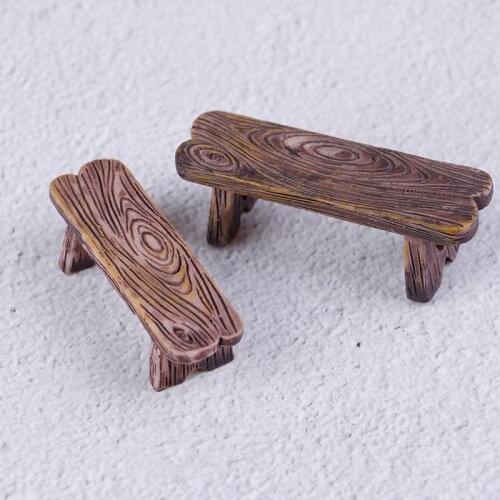 2Pcs Dollhouse Wooden Chair Stool Fairy Garden Miniatures Decor Couple Bench Action Figurine DIY Doll Houses Accesories