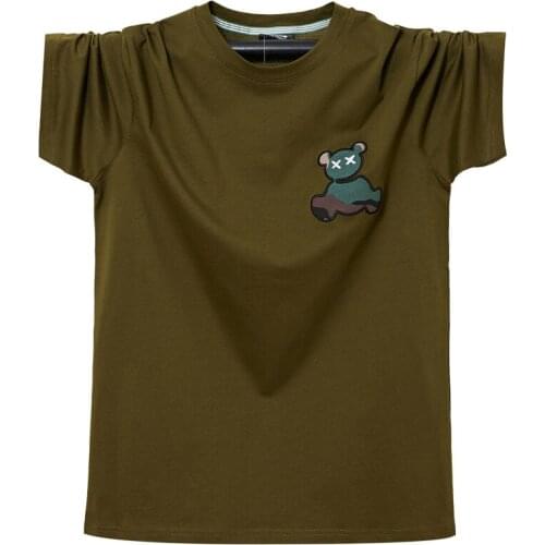 Men T-shirt Short Sleeves Oversized T Shirt Cotton Male Tee Summer Bear Badge T Shirt Summer Neck T-shirt Large Size 5XL 6XL
