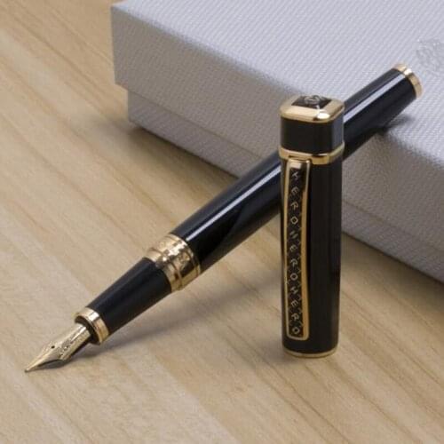 Hero 979 Square Cap Metal Fountain Pen Golden Plates Clip Iridium Fine Nib 0.5mm Exquisite Office School Writing Ink Pen