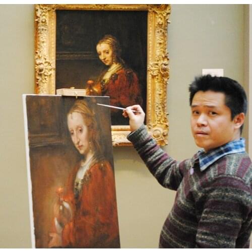 TOP ARTIST customize custom oil painting service --COPY Leonardo Di Serpiero Da Vinci painting FOR YOU