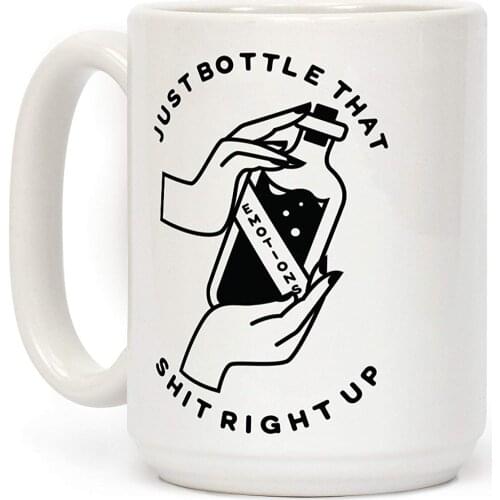 Bottled Emotions White 11 Ounce Ceramic Coffee Mug