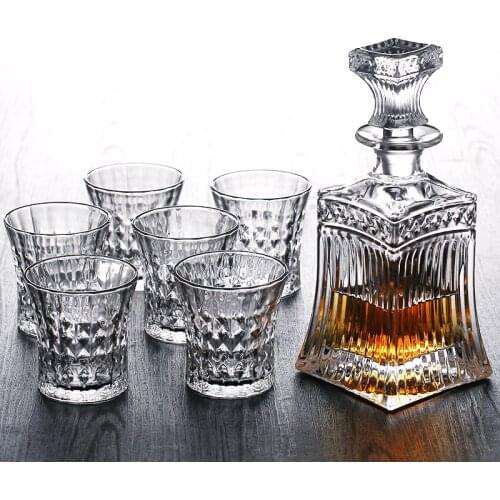 Creative diamond pattern wine glass Whiskey Cup Spirits Wine cup and bottle SetS Beer Glass cup Wine bawarer Household Drinkware