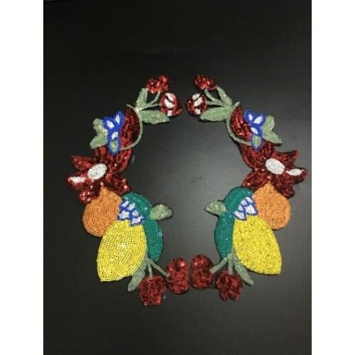Lemon sequined patches sewing on garment accessories decoration stick embroidery applique patches for clothing
