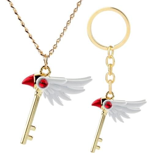 Sailor Moon Necklace Anime Cardcaptor Sakura Cartoon Card Captor Heart Wand Cat Rabbit Bird Necklaces Pendants Jewelry For Kids
