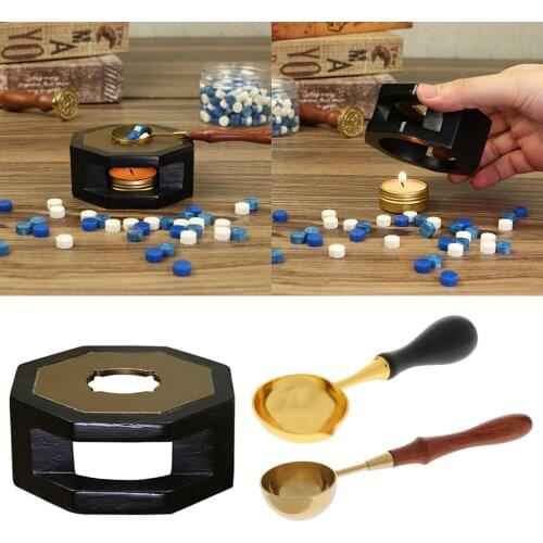 Wax Seal Furnace Tool Kit Crafts Seal Tool Sticks Stove Pot W/ 2 Spoons