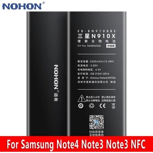 NOHON Li-ion Battery For Samsung Galaxy Note 2 3 4 Note2 N7100 Note3 NFC N9000 Note4 N9100 N910X Real Capacity Phone Batarya