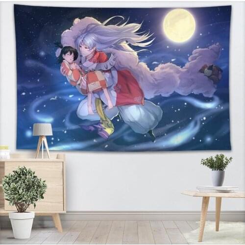 New Custom Inuyasha Tapestry Printed Creative living room bedroom background wall fabric hanging painting small fresh