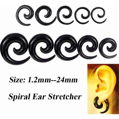 Pair of Acrylic Black&White Spiral Ear Stretching Taper Piercing Ear Expander Plugs Body Fashion Jewelry 1.2mm-24mm