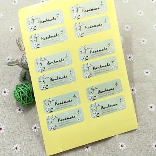 Festival supplies 12pc/set sealing sticker tag for candy cookie box bag paper gift package Party favor DIY green handmade Wh