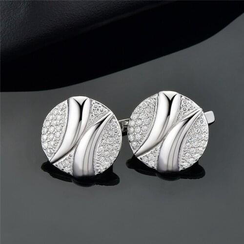 DY 925 Sterling Silver Earring Clear Cubic Zirconia Creative Delicate English Hoop Earring For Women Anniversary Fashion Jewelry