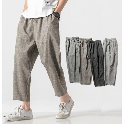 Male Harem Pants Harajuku Men Oversize Wide Leg Pants Mens Straight Casual Hip Hop Ankle-Length Pants Summer