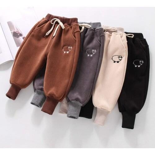 2020 Winter Autumn Cute Cartoons Pants For Boys Middle Waist Childrens Trousers Cotton Comfort Warm Pants New Casual Home Pants