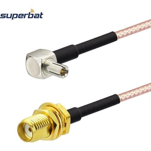 Superbat UMTS Antenna Pigtail Cable SMA Bulkhead Jack Straight to TS9 Right Angle Male Plug for ZTE MF633+ MF633BP+ MF645 MF668