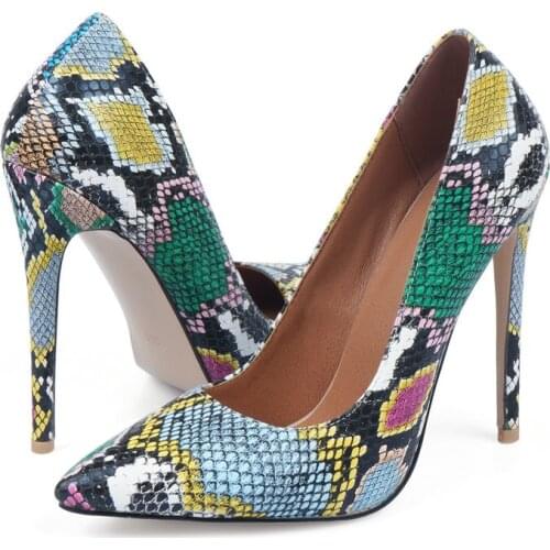 SKLFGXZY Pumps multicolor High heels Women shoes Fashion women shoes pointed 12cm Fine with serpentine Size 34-43