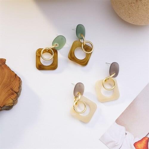 Multiple Style Geometric Round Square Long Earrings For Women Vintage Acrylic Dangle Earrings Jewelry pendientes