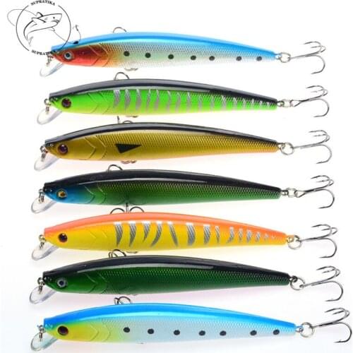 ABS Plastic Hard Bait Bionic Bait 7Pcs/set 3D Simulation Eyes 10g/11cm Minnow Artificial Fishing Lures 6# With Hook Sea