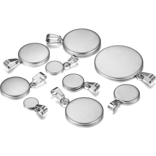 10pc/lot Stainless Steel Cabochon Cameo Bracelet Charms ForJewelry Making Necklace Pendants Findings Bases Tray Blank Diy Bezel