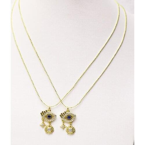 10 Pcs Eyes pendant necklace Zircon Pendant necklace Eyes pendant jewelry Trendy necklace Gift fashion gift 7244