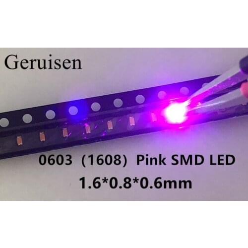 100PCS 0603 Pink Ultra Bright SMD SMT LED light-emitting diodes High quality New